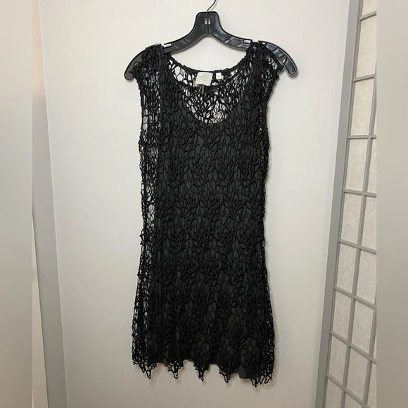 HD in Paris for Anthropologie - Crochet Overlay Dress coral pattern US4 - unique - Picture 1 of 8